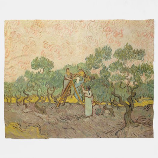 Vincent van Gogh - Vrouwen die Olijven schoppen Fleece Deken (Voorkant (Horizontaal))