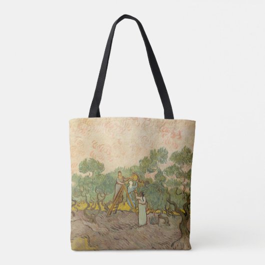 Vincent van Gogh - Vrouwen die Olijven schoppen Tote Bag (Achterkant)