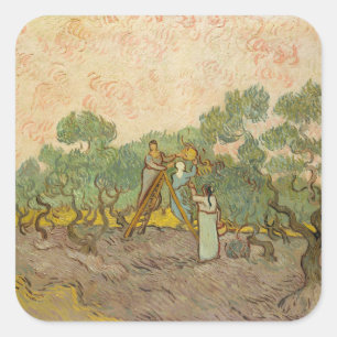 Vincent van Gogh - Vrouwen die Olijven schoppen Vierkante Sticker