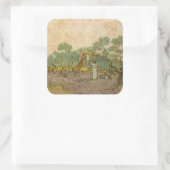 Vincent van Gogh - Vrouwen die Olijven schoppen Vierkante Sticker (Tas)