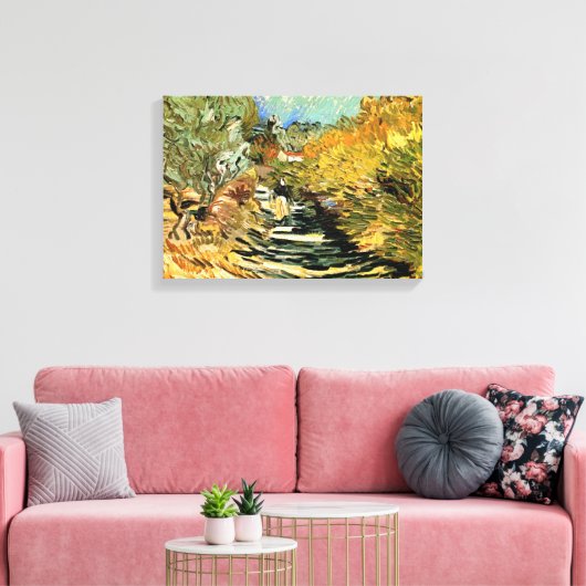Vincent van Gogh Weg bij Saint-Remy, Vrouwelijke f Canvas Afdruk (Insitu (Woonkamer))