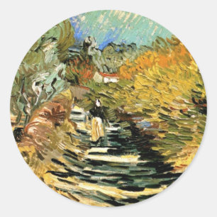 Vincent van Gogh Weg bij Saint-Remy, Vrouwfiguur Ronde Sticker