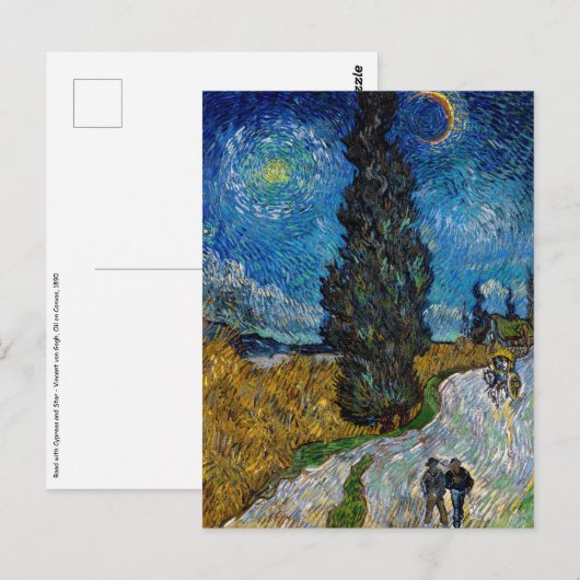 Vincent van Gogh - Weg met cipres en ster Briefkaart (Voorkant / Achterkant)