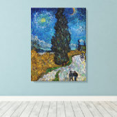 Vincent van Gogh - Weg met Cipres en Ster Canvas Afdruk (Insitu (Houten vloer))