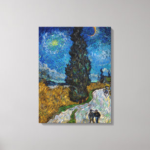 Vincent van Gogh - Weg met Cipres en Ster Canvas Afdruk