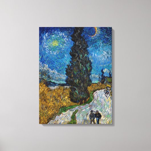 Vincent van Gogh - Weg met Cipres en Ster Canvas Afdruk (Voorkant)
