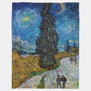 Vincent van Gogh - Weg met cipres en ster Fleece Deken