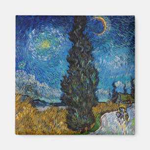 Vincent van Gogh - Weg met cipres en ster Magneet