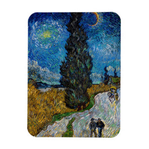 Vincent van Gogh - Weg met cipres en ster Magneet