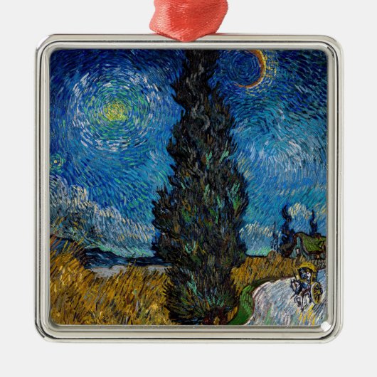 Vincent van Gogh - Weg met cipres en ster Metalen Ornament (Voorkant)