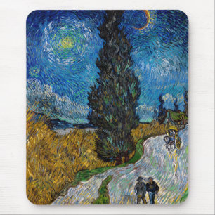 Vincent van Gogh - Weg met cipres en ster Muismat