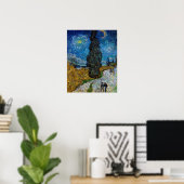 Vincent van Gogh - Weg met cipres en ster Poster (Thuiskantoor)