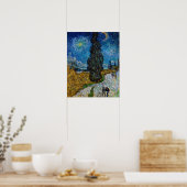 Vincent van Gogh - Weg met cipres en ster Poster (Keuken)