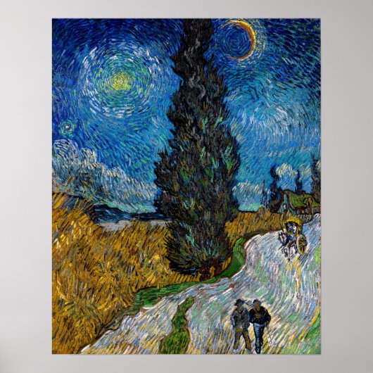 Vincent van Gogh - Weg met cipres en ster Poster (Voorkant)