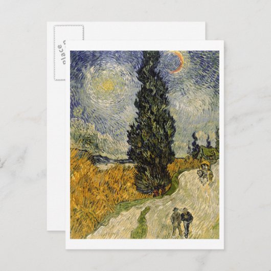 Vincent van Gogh | Weg met Cypressen, 1890 Briefkaart (Voorkant / Achterkant)