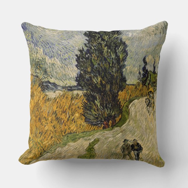 Vincent van Gogh | Weg met Cypressen, 1890 Kussen (Voorkant)