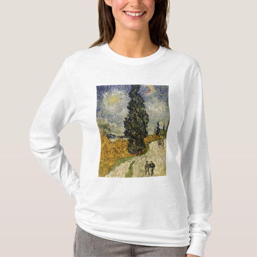 Vincent van Gogh | Weg met Cypressen, 1890 T-shirt (Voorkant)