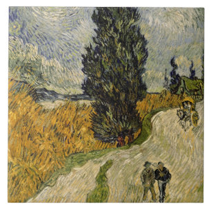 Vincent van Gogh   Weg met Cypressen, 1890 Tegeltje