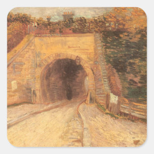 Vincent van Gogh - Weg met Onderdoorgang, Het Viad Vierkante Sticker