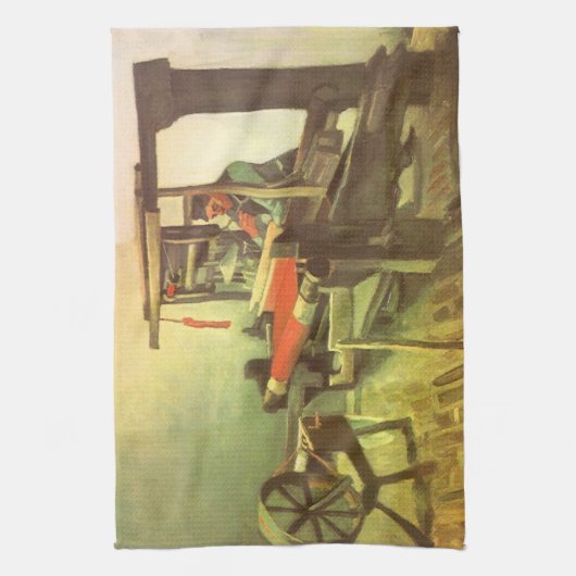 Vincent van Gogh Wever tegenover het linker spinne Theedoek (Verticaal)