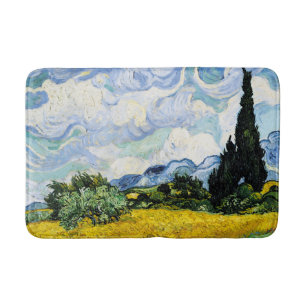 Vincent Van Gogh Wheat Field met Cypresses (1889) Badmat