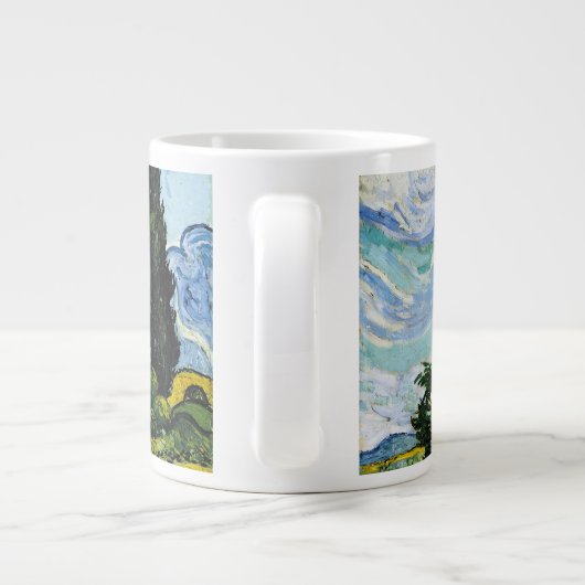 Vincent Van Gogh Wheat Field met Cypresses (1889) Grote Koffiekop (Achterkant)