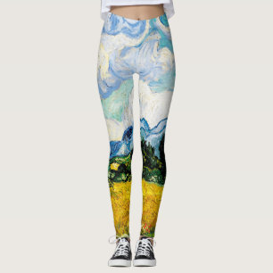 Vincent Van Gogh Wheat Field met Cypresses (1889) Leggings