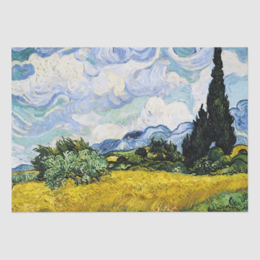 Vincent Van Gogh Wheat Field met Cypresses (1889) Tissuepapier (Voorkant)