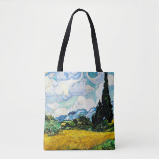 Vincent Van Gogh Wheat Field met Cypresses (1889) Tote Bag