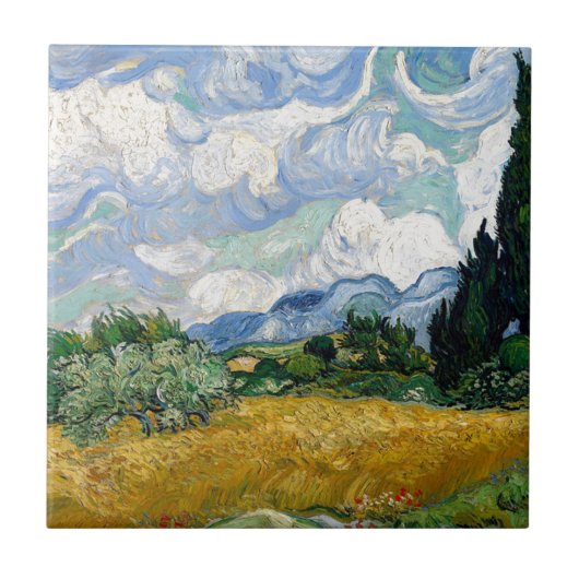 Vincent Van Gogh Wheat Field met Cypresses Art Tegeltje (Voorkant)