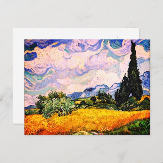 Vincent Van Gogh Wheat Field met Cypresses Briefkaart (Voorkant / Achterkant)