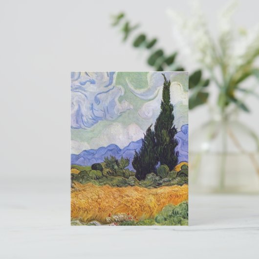 Vincent van Gogh - Wheat Field met Cypresses Briefkaart (Staand voorkant)