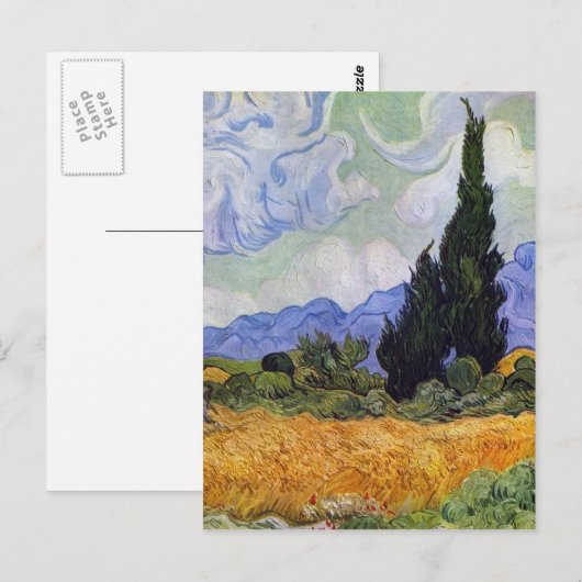 Vincent van Gogh - Wheat Field met Cypresses Briefkaart (Voorkant / Achterkant)