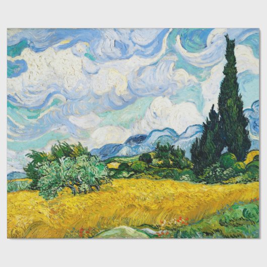 Vincent Van Gogh Wheat Field met Cypresses Cadeaupapier (Vlak)