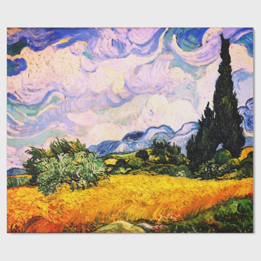 Vincent Van Gogh Wheat Field met Cypresses Cadeaupapier (Vlak)
