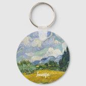 Vincent Van Gogh Wheat Field met Cypresses Custom Sleutelhanger (Voorkant)