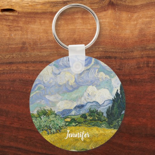 Vincent Van Gogh Wheat Field met Cypresses Custom Sleutelhanger (Voorkant)