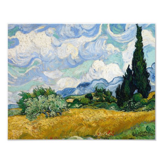 Vincent van Gogh - Wheat Field met Cypresses Foto Afdruk (Voorkant)