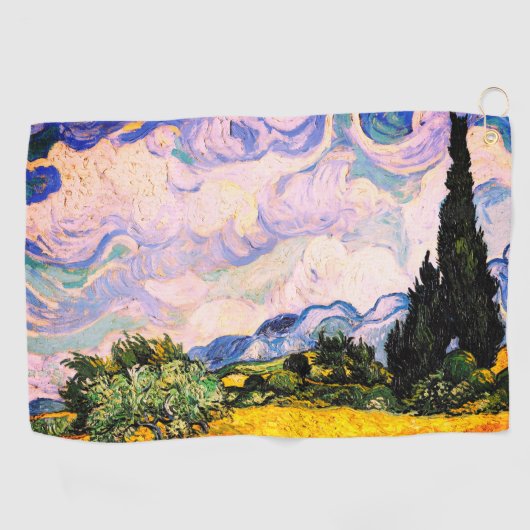 Vincent Van Gogh Wheat Field met Cypresses Golfhanddoek (Horizontaal)