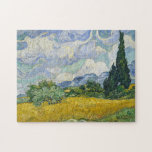 Vincent Van Gogh Wheat Field met Cypresses Legpuzzel<br><div class="desc">Prachtige kunst uit 1889 van de beroemde schilder Vincent Van Gogh, een van mijn favoriete kunstenaars uit de indrukwekkende periode. Deze impressionistische landschapskunst kenmerkt grote groene cypressen die zijn ingesteld tegen ronddraaiende wolken boven een tarweveld.</div>