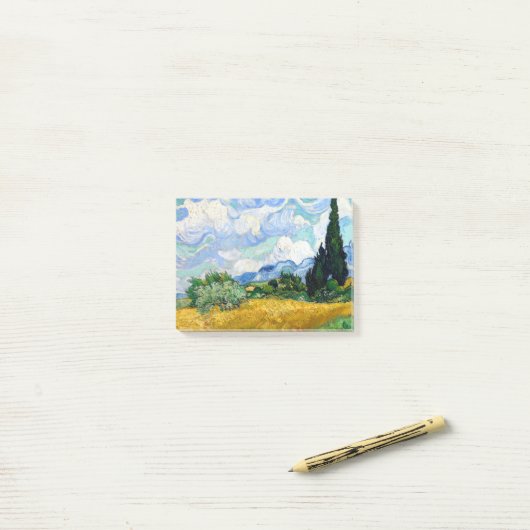 Vincent van Gogh Wheat Field met Cypresses Post-it® Notes (Op bureau)