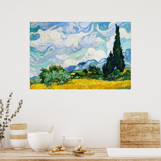Vincent Van Gogh Wheat Field met Cypresses Poster (Keuken)