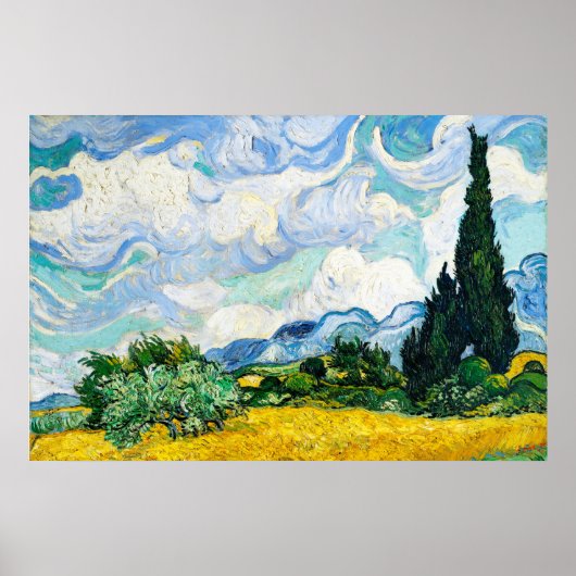 Vincent Van Gogh Wheat Field met Cypresses Poster (Voorkant)