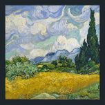 Vincent Van Gogh Wheat Field met Cypresses Poster<br><div class="desc">Mooie kunst uit 1889 van de beroemde schilder Vincent Van Gogh, een van mijn favoriete kunstenaars uit de periode van de impressionist. Deze impressionistische landschapskunst kenmerkt grote groene cypressen die zijn ingesteld tegen ronddraaiende wolken boven een tarweveld.</div>