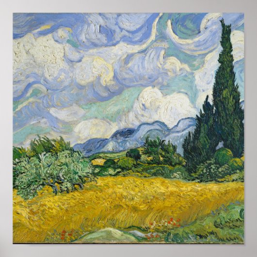 Vincent Van Gogh Wheat Field met Cypresses Poster (Voorkant)