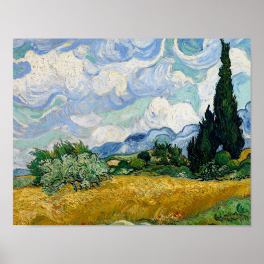 Vincent van Gogh - Wheat Field met Cypresses Poster (Voorkant)