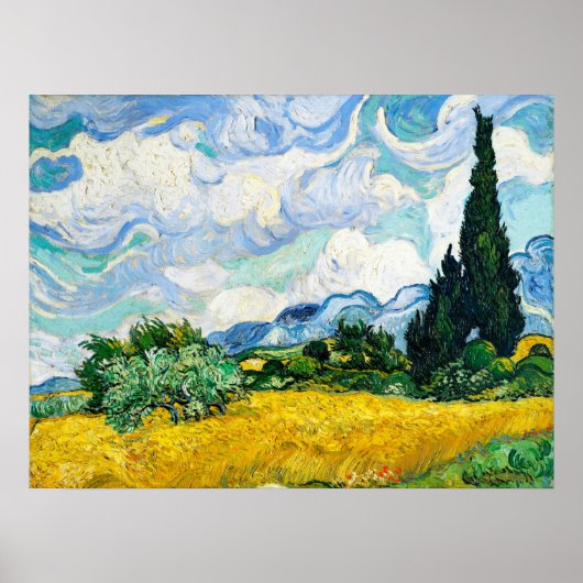 Vincent Van Gogh Wheat Field met Cypresses Poster (Voorkant)