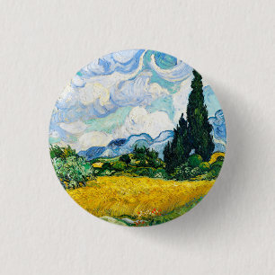 Vincent Van Gogh Wheat Field met Cypresses Ronde Button 3,2 Cm