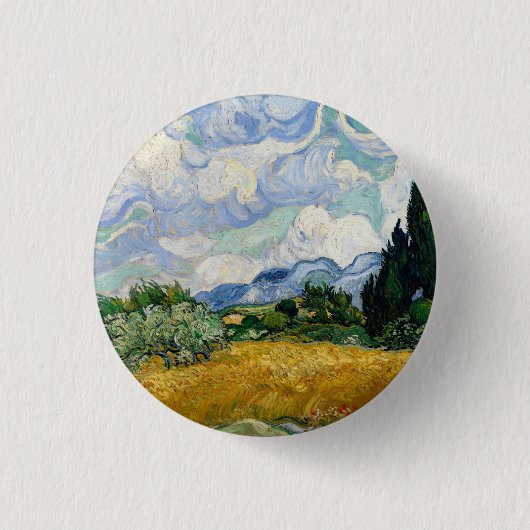 Vincent Van Gogh Wheat Field met Cypresses Ronde Button 3,2 Cm (Voorkant)