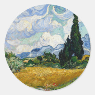 Vincent Van Gogh Wheat Field met Cypresses Ronde Sticker